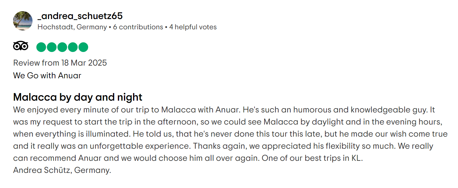 malacca day tour review