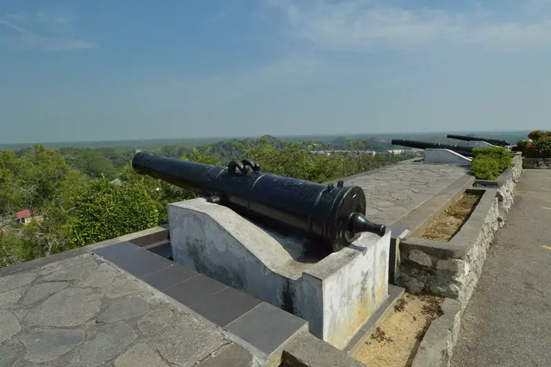 Historic cannon overlooking Selangor countryside at Bukit Melawati