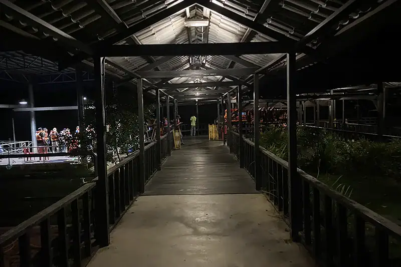 New covered jetty and waiting area at Kampung Kuantan Fireflies Park during firefly tour hours