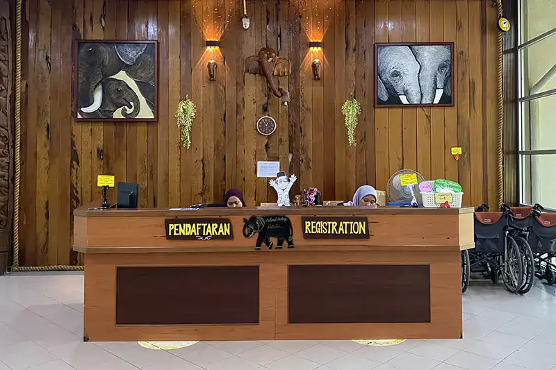 Registration counter at Elephant Sanctuary in Kuala Gandah