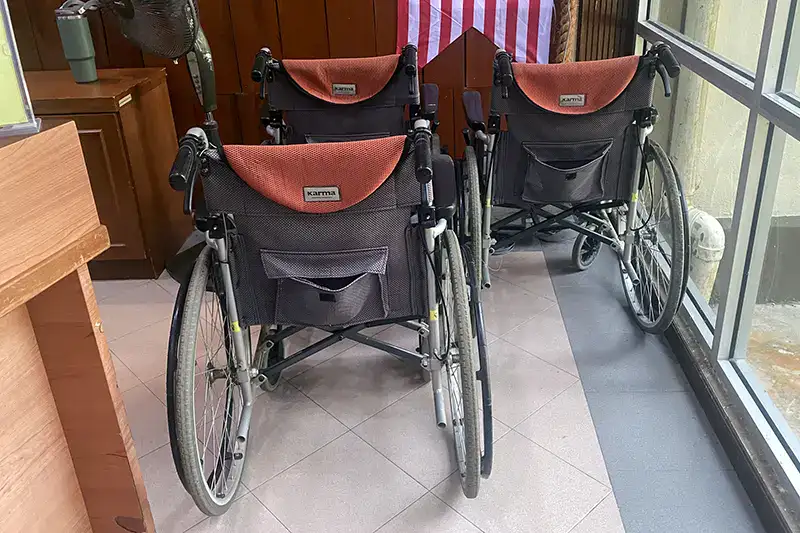 Wheelchairs available for rent at the Malaysia Elephant Sanctuary Kuala Gandah