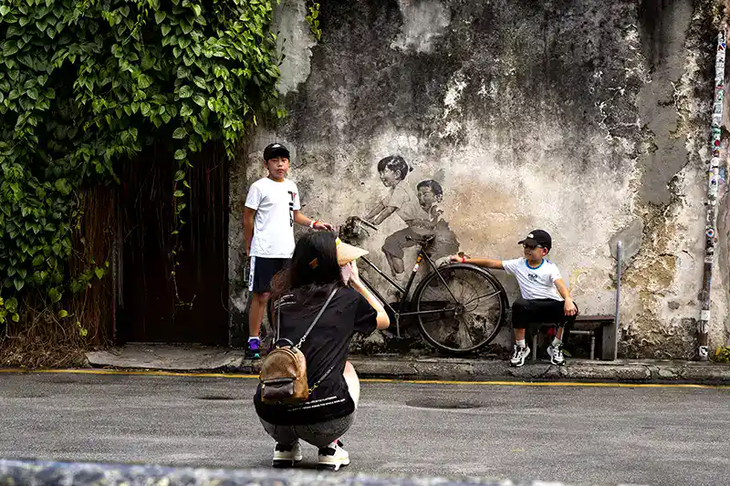 Kids on Bicycle mural in George Town Penang – one of the top Malaysia tourist attractions