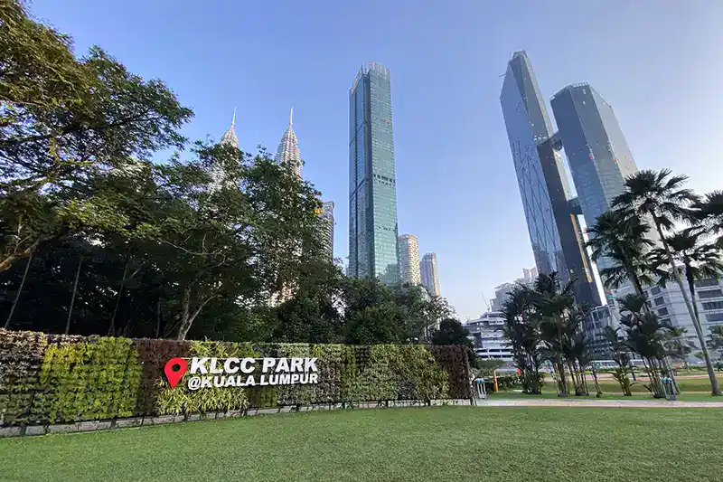 Kuala Lumpur City Center KLCC Park with Petronas Twin Towers and skyscrapers – one of the top places to visit in Peninsular Malaysia