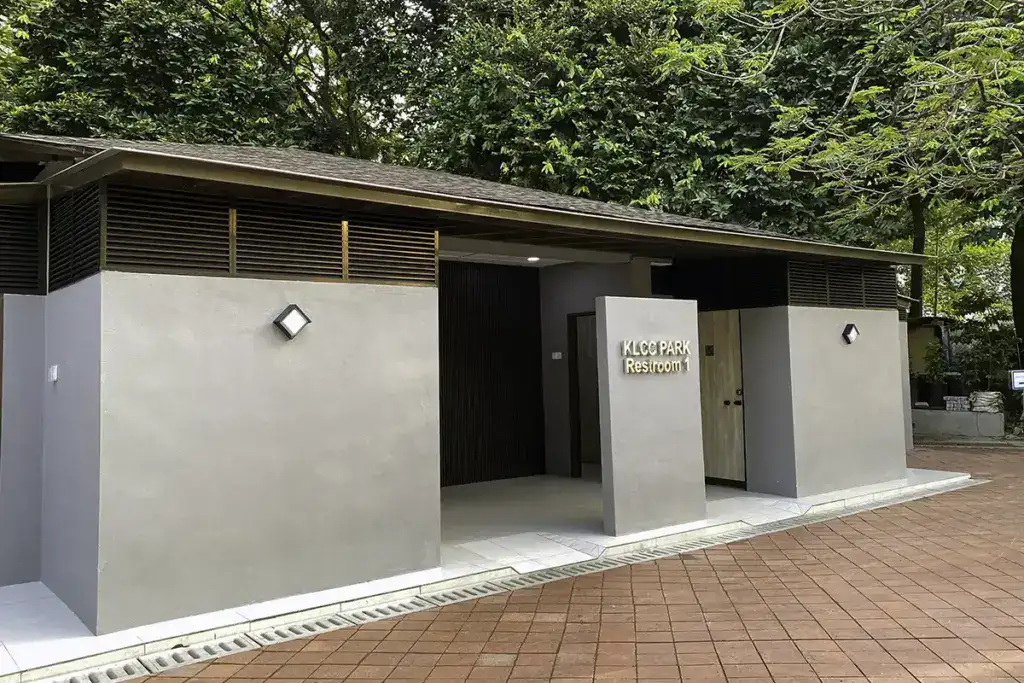 Public restroom facilities at KLCC Park in Kuala Lumpur
