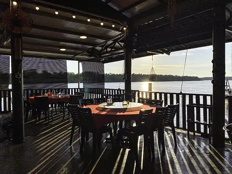 Riverside restaurant along the Selangor River where visitors dine before firefly watching