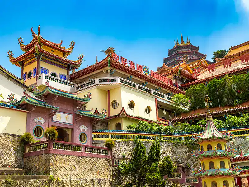 Kek Lok Si Temple in Penang with hillside pagodas and traditional Chinese architecture