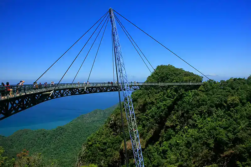 Viewpoint on a west coast island in Malaysia overlooking forested hills and open sea